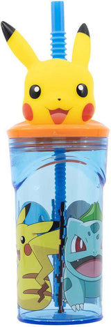 Garrafa Pokémon 3D com canudo, 360ml