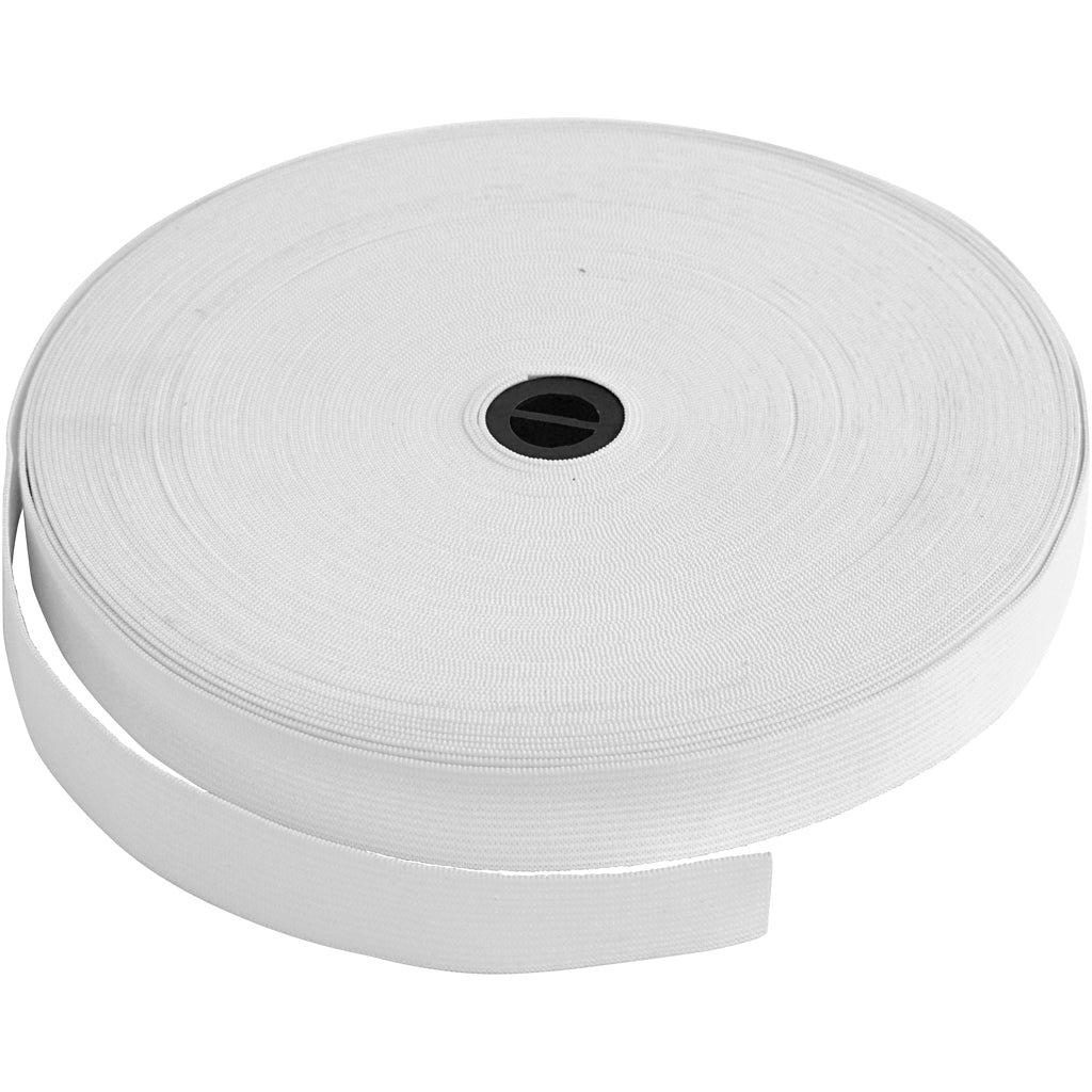Creative Company Elastic Tickny 20mm White, 25m