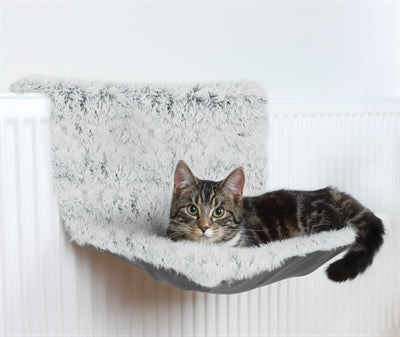 Trixie Radiator Hammock Harvey Langhaar Plush Velour White Black