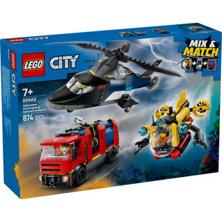 Lego City 60462 Helicopter, Fire Truck and Submarine Remix