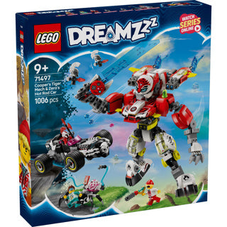 Lego dreamzzz 71497 coopers tiger mech og zero's hot rod-bil