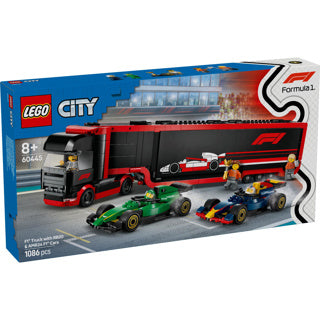 Lego City 60445 F1 Truck with RB20 and AMR24 F1 cars