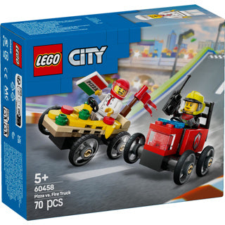 Lego 60458 City Great Vehicle Raceatopakket: Pizza StoM Truck vs. Strażarnia