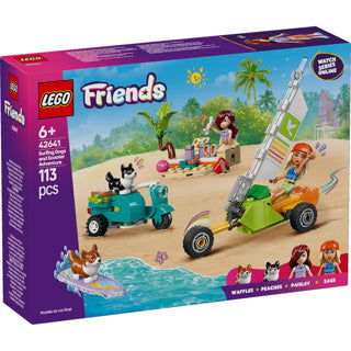 Lego friends 42641 surf y diversión en patinete con los perros