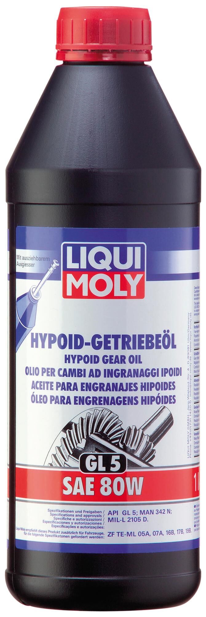 Liqui moly transmissie-olie gl 5 . hypoid gear oil sae80w lm gl5 1ltr.