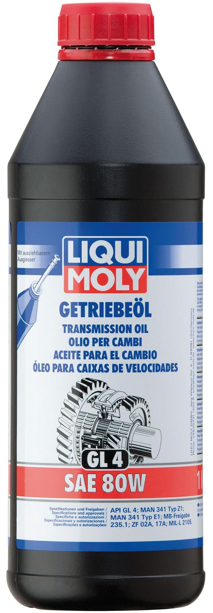 Liqui moly transmissie-olie gl4 . gear oil gl4 sae 80w lm 1 ltr.