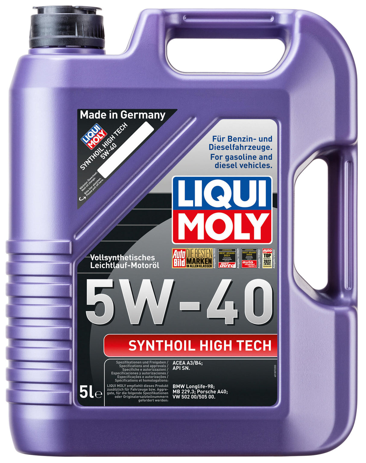 Liqui moly motorolie synthoil high tech . synth.high tech 5w-40 5 ltr.