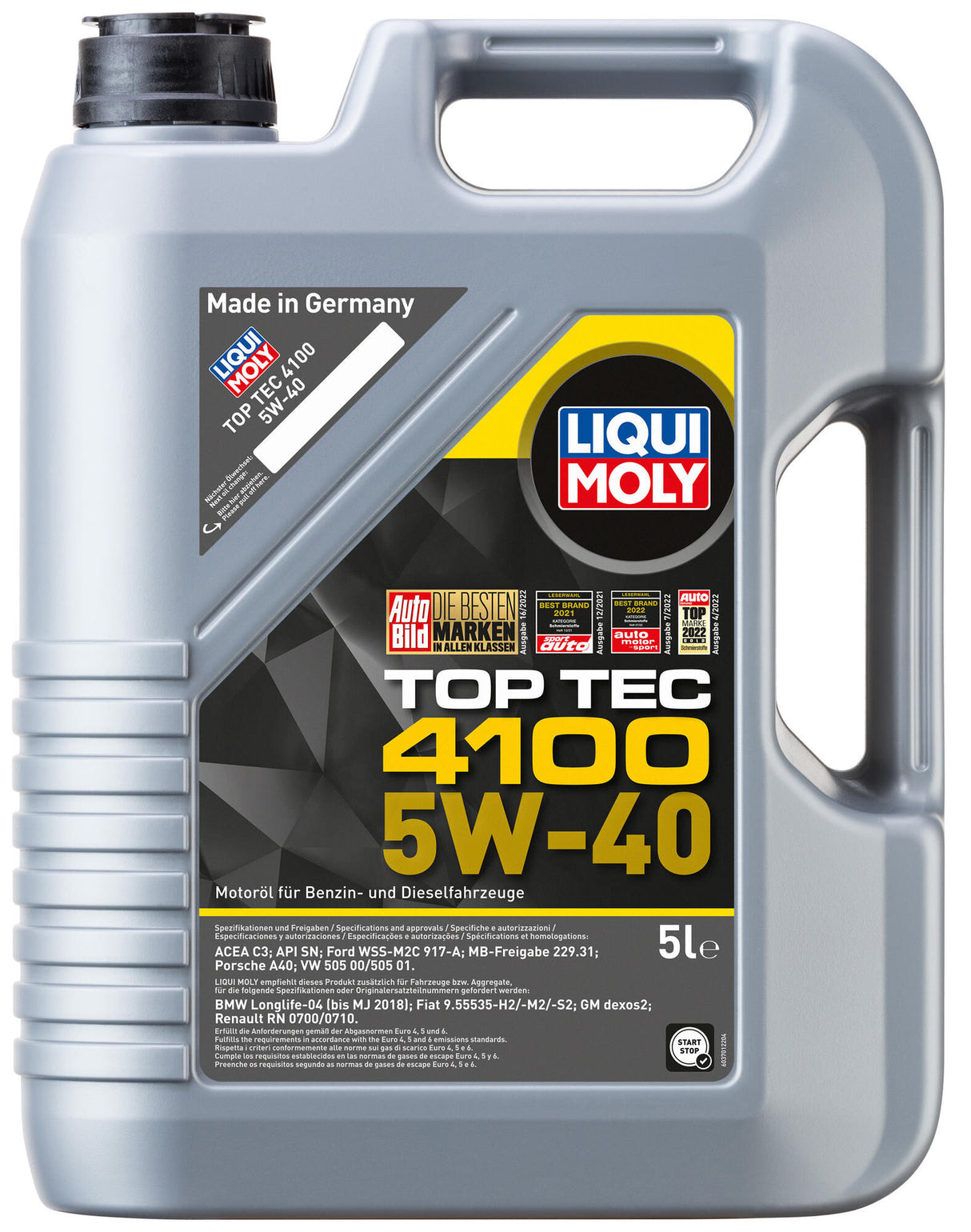 Liqui moly motor oil top tec 4100. top tec 5w-40 5 ltr.