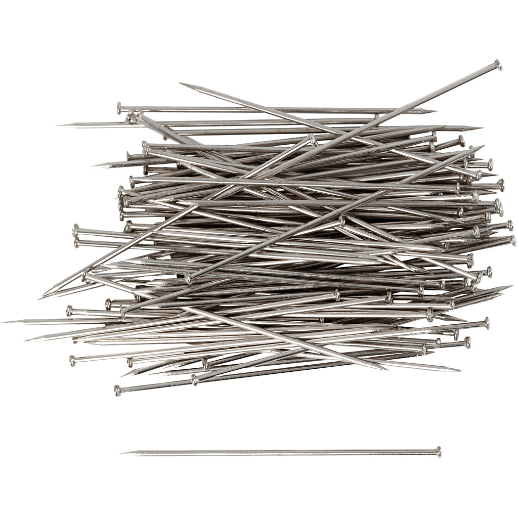 Creativ company kopspelden, l: 34 mm, dikte 0,6 mm, ca. 600 stuk, zilver, 50 gr 1 doos