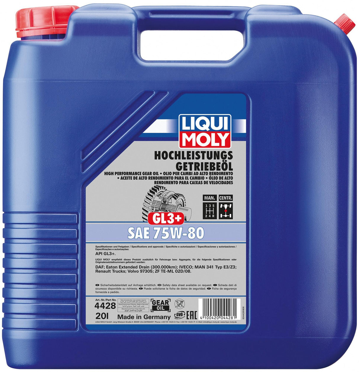 Liqui moly transmission oil gl3+ gear oil 75w-80 20l lm