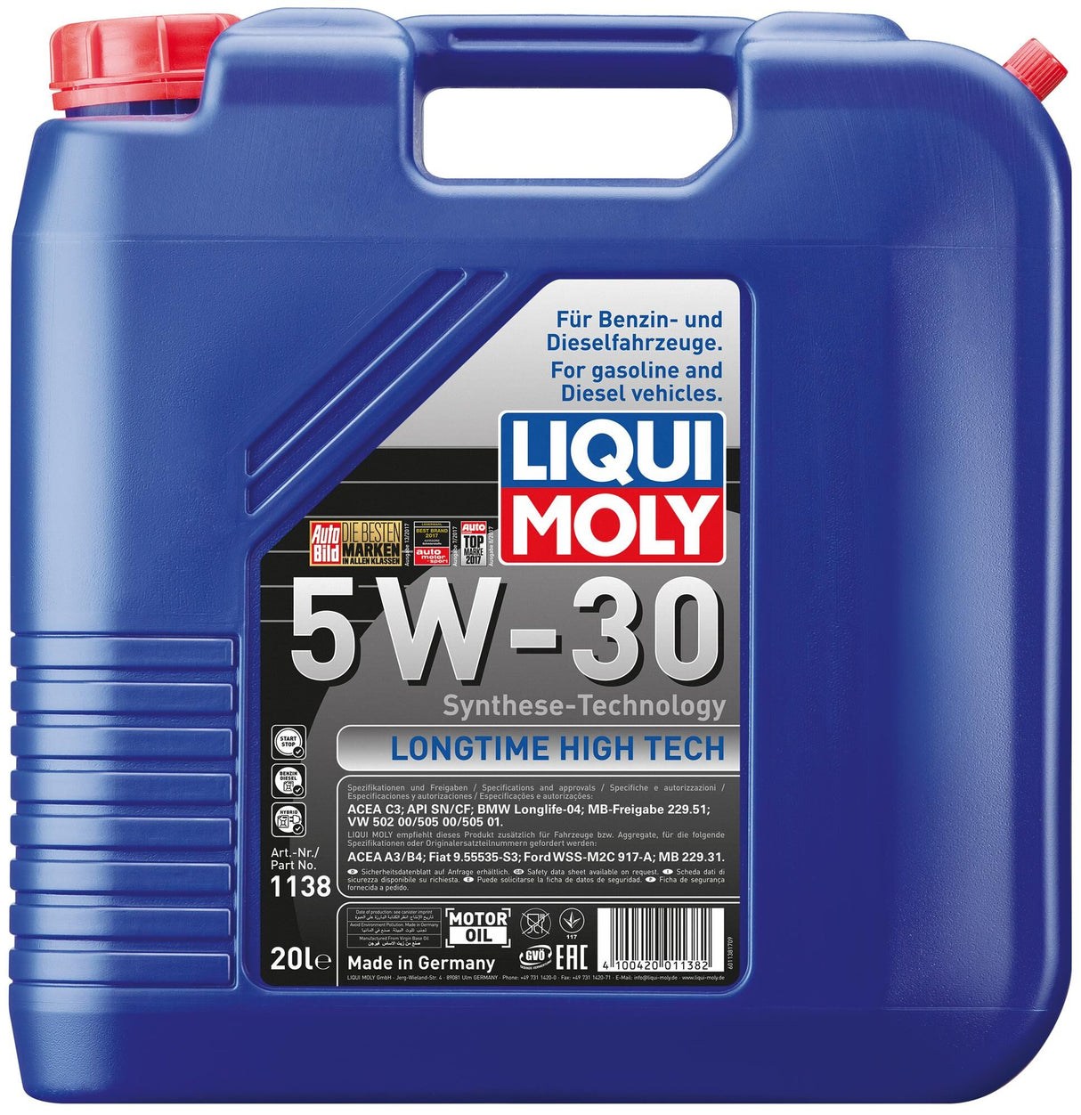 Liqui moly motor oil longtime high tech. longtime high tech 5w-30 20 ltr.