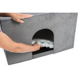 Trixie dog basket house harvey with stair gray white