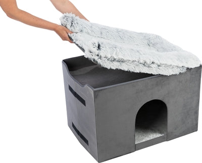 Trixie dog basket house harvey with stair gray white