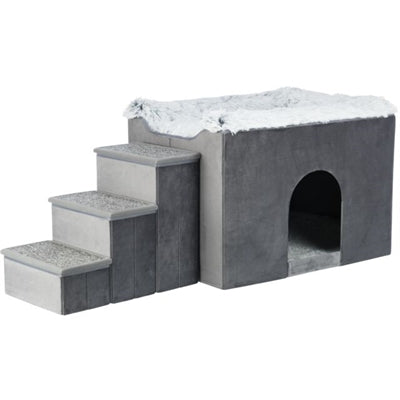 Trixie dog basket house harvey with stair gray white