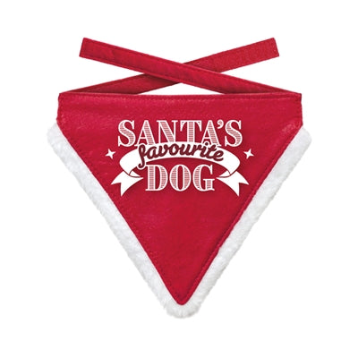 Plenty Gifts Christmas Bandana Santa's Favorite Dog Red