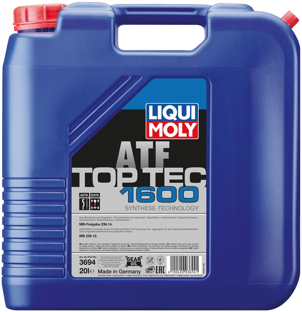 Liqui moly transmission oil top tec atf 1600 top tec atf 1600 canister 20l