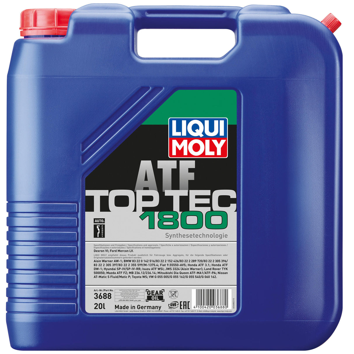 Liqui moly transmission oil top tec atf 1800 top tec atf 1800 canister 20l