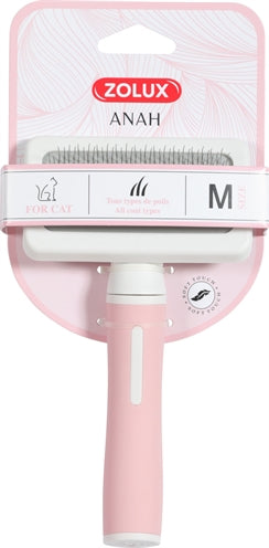 Zolux Anah slicker brush pink and white