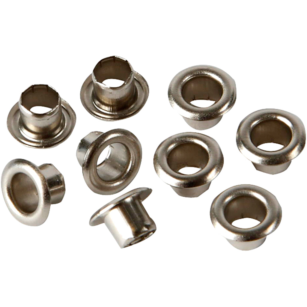 Creativ company eyelets, h: 4.5 mm, d 7.5 mm, hole size 4 mm, silver, 100 pieces 1 box