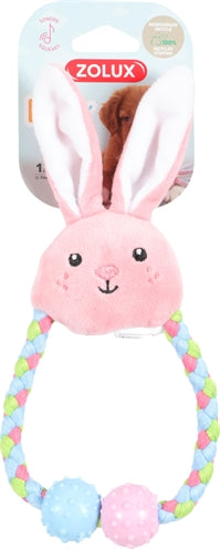 Zolux chiot minuscule lapin moelleux avec une corde rose