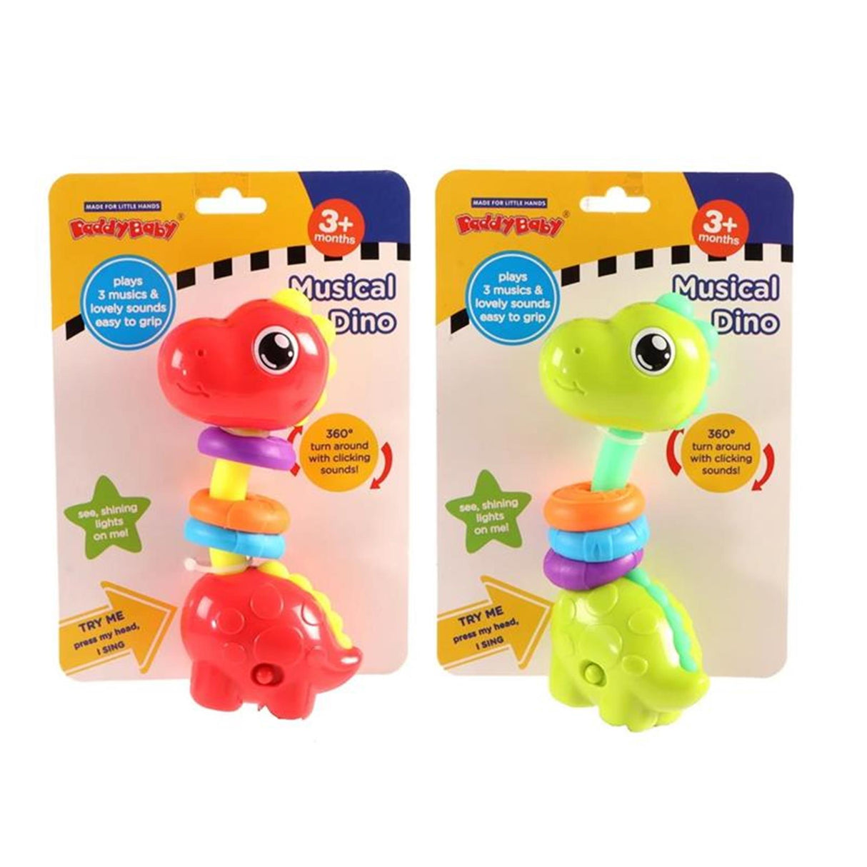 Jonotoys hochet musical dinosaure 14cm