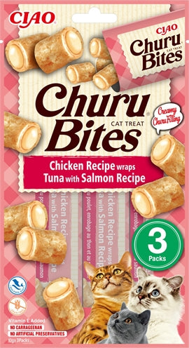 Inaba churu bites receta de pollo gato envoltura atún con receta de salmón