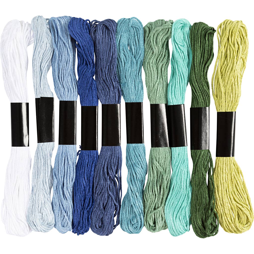 Creativ company borduurgaren, dikte 1 mm, blauw groen harmonie, 10x8 m 1 doos