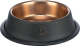 Trixie Be Nordic Feed Water Bin Acero inoxidable Bronce negro de goma