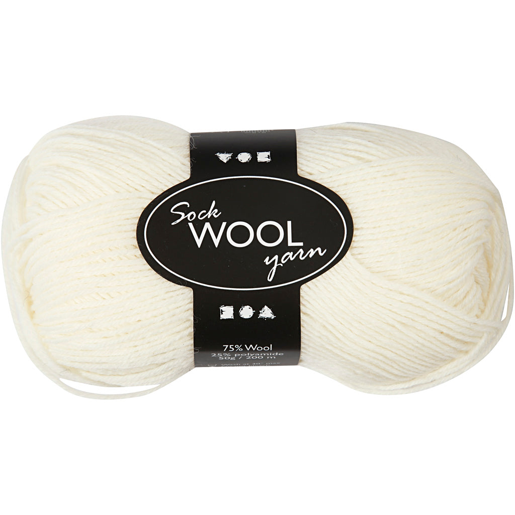 Creativ company sock yarn, l: 200 m, off-white, 50 g 1 ball