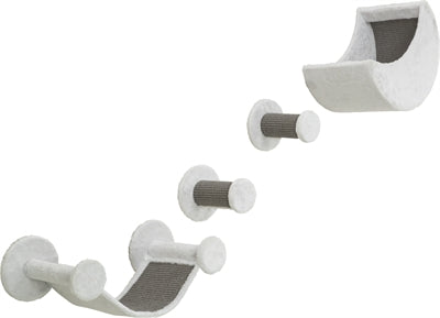 Trixie Cats Climbing Set for the Wall 4 Climbing Spots White Grey