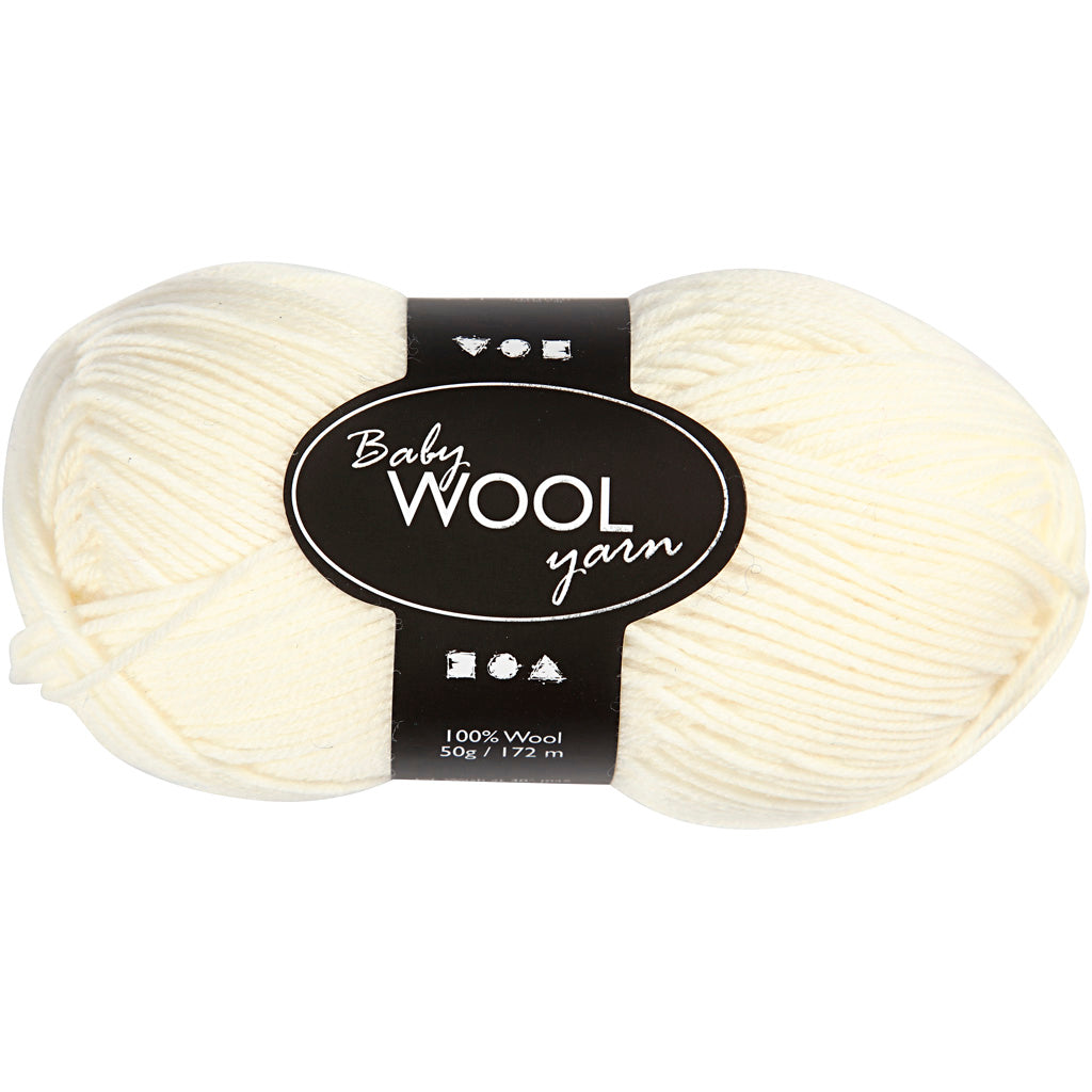 Creativ company baby yarn, l: 172 m, cream, 50 gr 1 ball