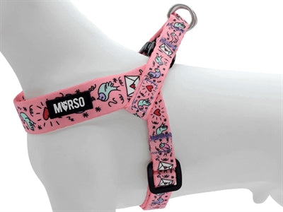 Morso Mini dog harness adjustable recycled sweet tweet pink