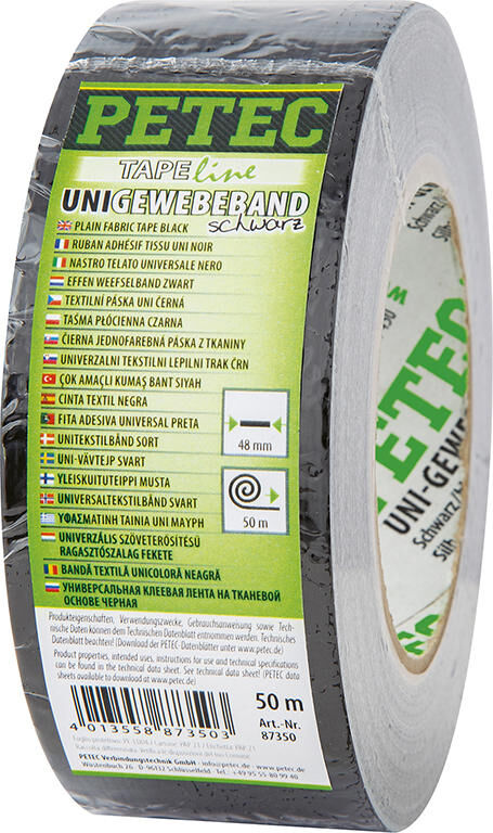 Petec textile tape uni fabric tape 50m black