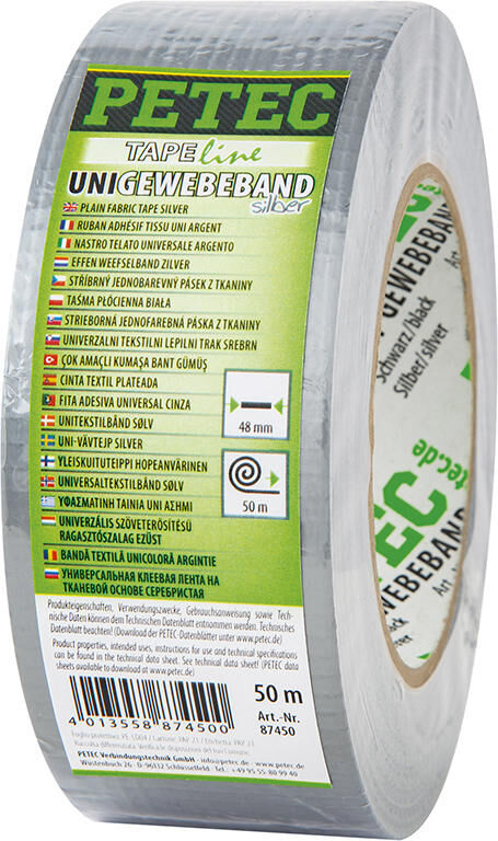 Petec textile tape uni fabric tape 50m silver