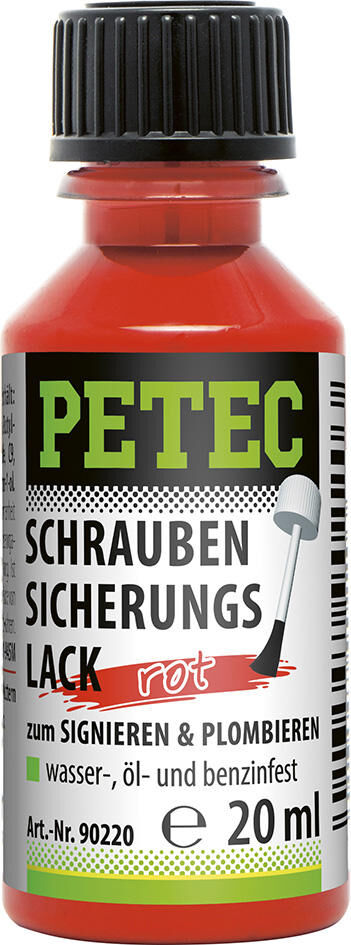 Petec screw security lacquer safety varnish red 20ml