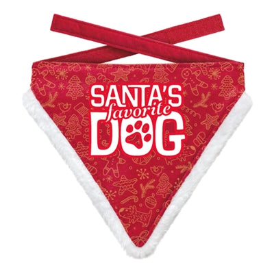 Mange gaver julebandana julenissens favoritt hund poot rød
