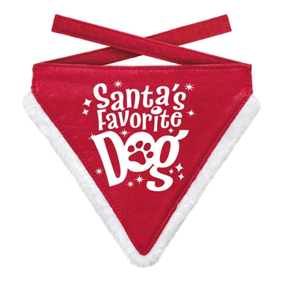 Plenty Gifts Christmas Bandana Santa's Favorite Dog Red