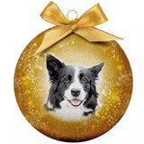 Mange gaver jule ball frostet border collie geel