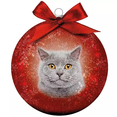 Mange gaver julekule frostet grå katt rød