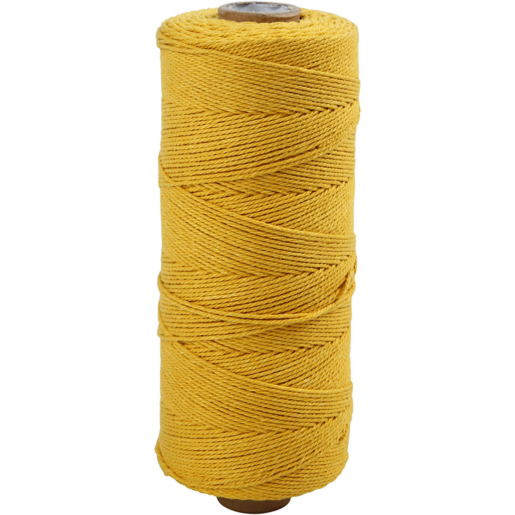 Creativ company macramé koord, l: 315 m, dikte 1 mm, dunne kwaliteit 12 12, geel, 220 gr 1 bol