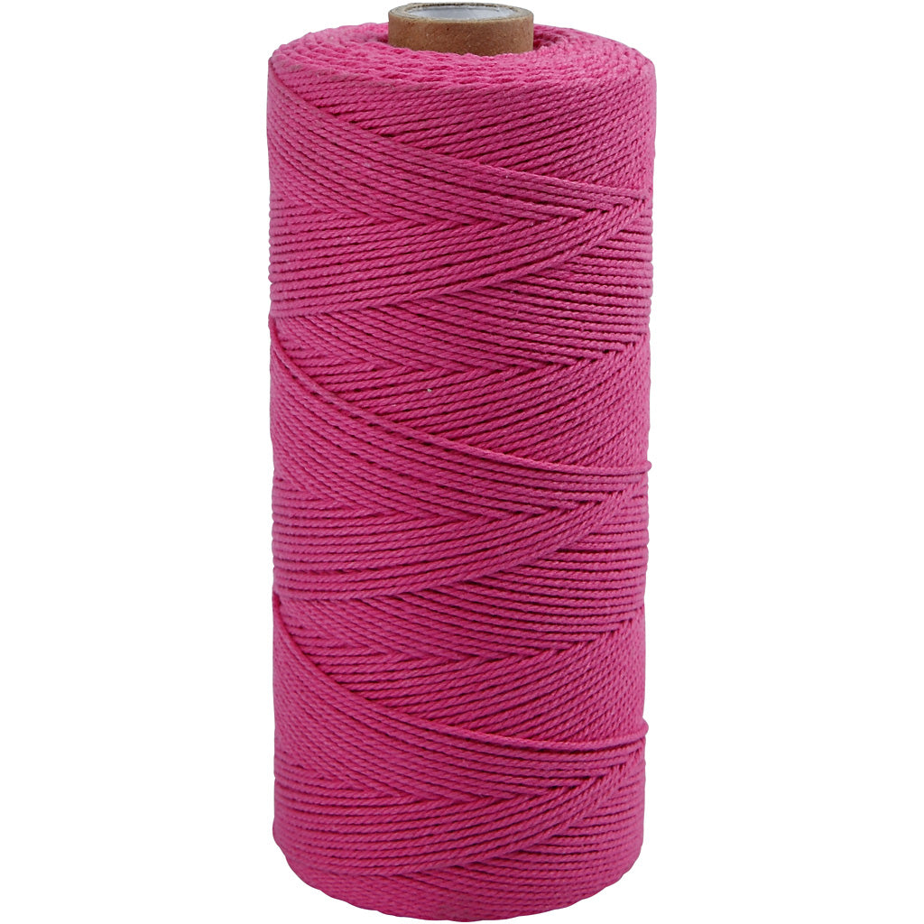 Creativ company macramé koord, l: 315 m, dikte 1 mm, dunne kwaliteit 12 12, roze, 220 gr 1 bol