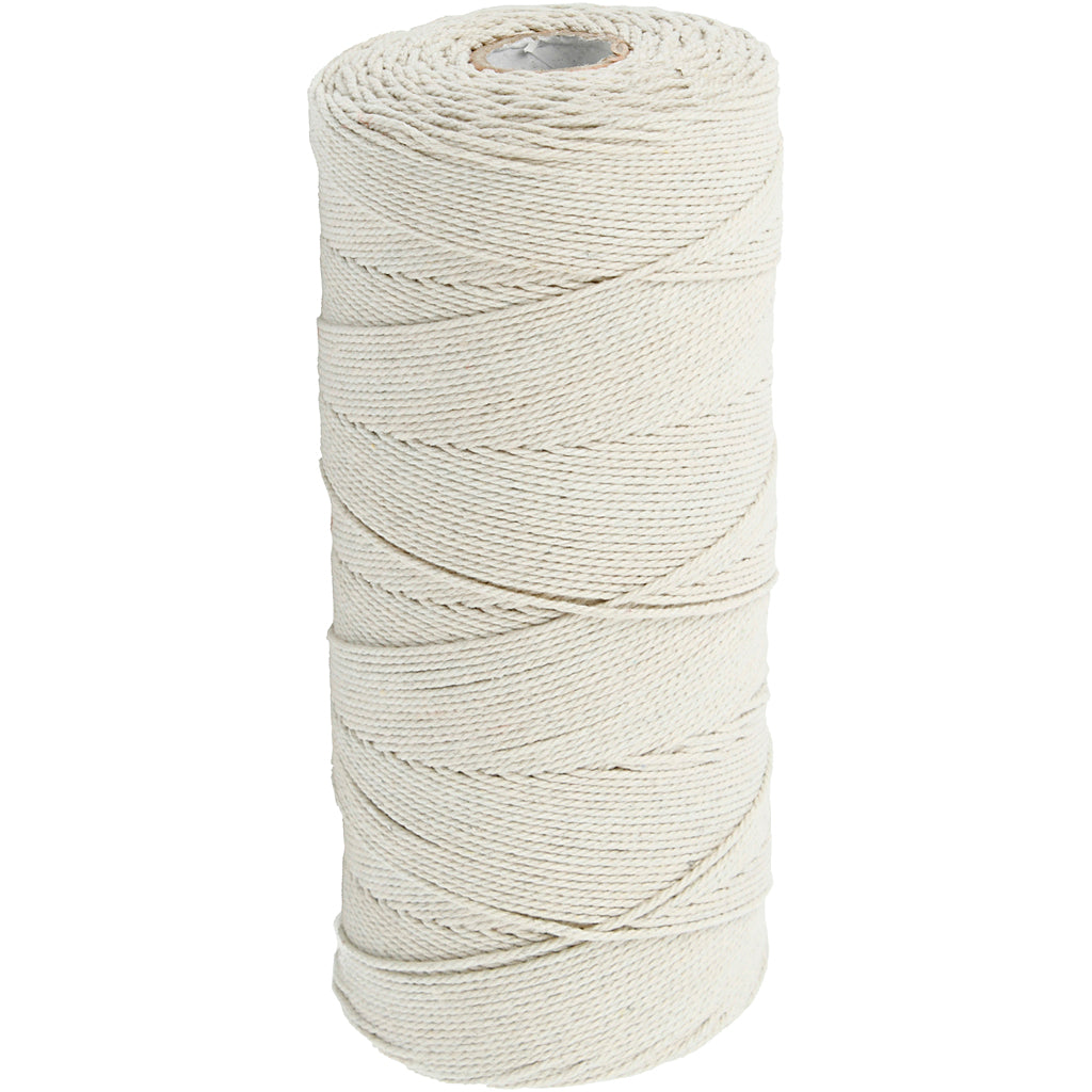 Creativ company macramé koord, l: 315 m, dikte 1 mm, dunne kwaliteit 12 12, licht naturel, 220 gr 1 bol