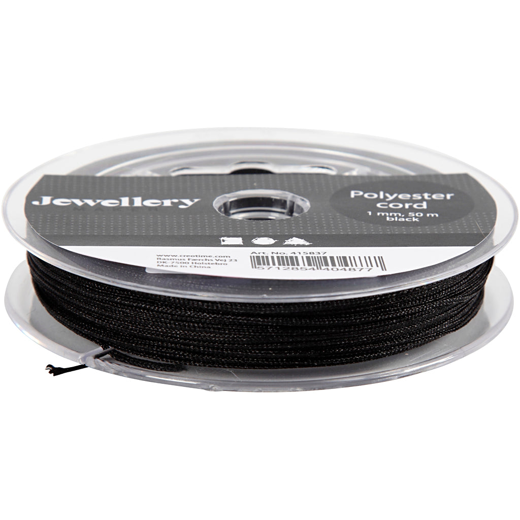 Creativ Company Polyester Cord Black, 50m