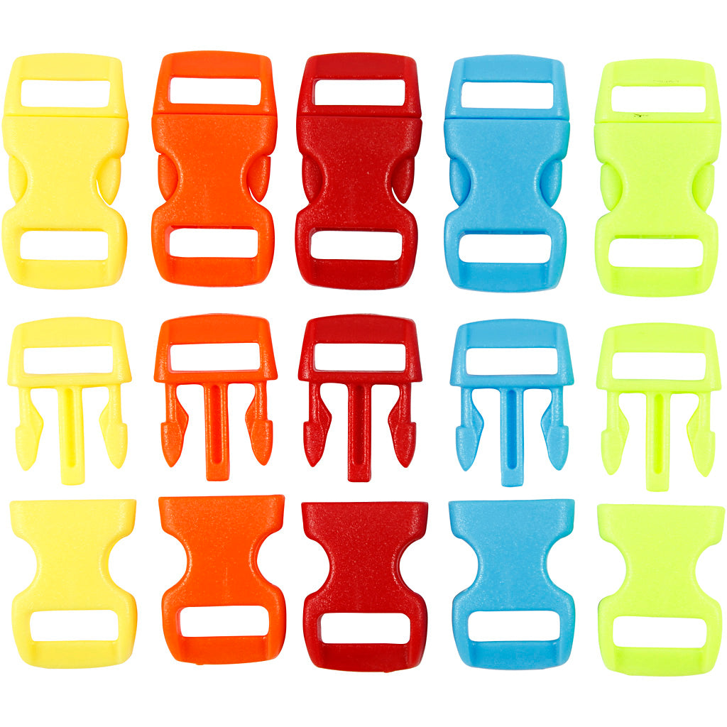 Creative company click closure, l: 29 mm, w: 15 mm, hole size 3x11 mm, various colors, 100 pieces 1 box