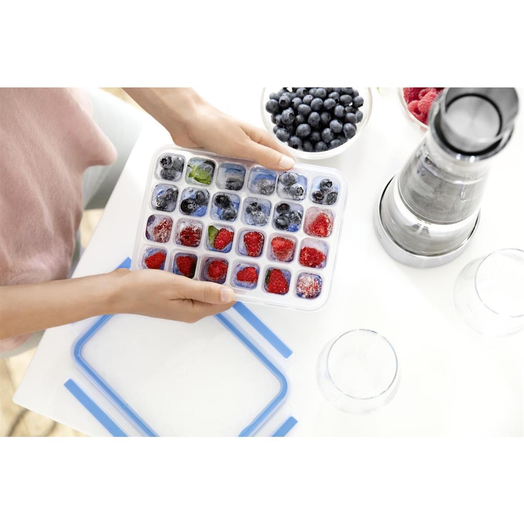 Tefal masterseal ijsblokjesdoos voor 24 ijsblokjes blauw transparant
