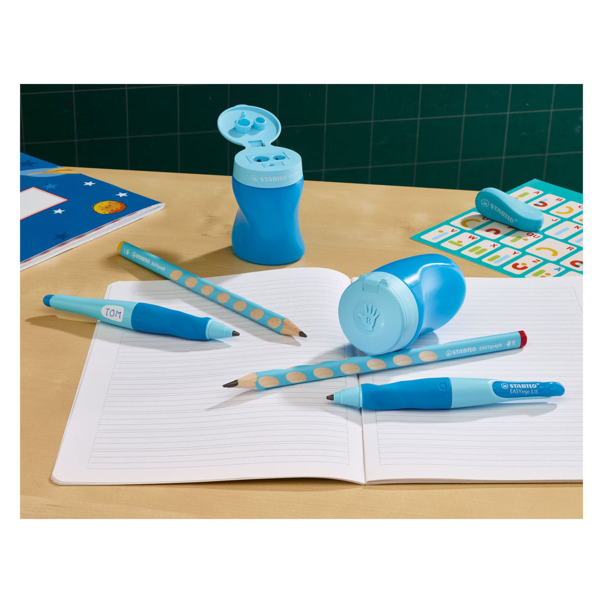 Stabilo Easysharpener - 3 in 1 pencil sharper - Blue on the right