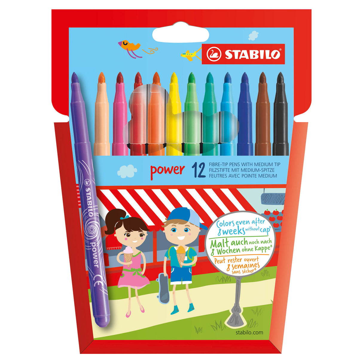 Stabilo felt -tip pens power markers 12 pieces
