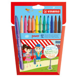 Stabilo felt -tip pens power markers 12 pieces