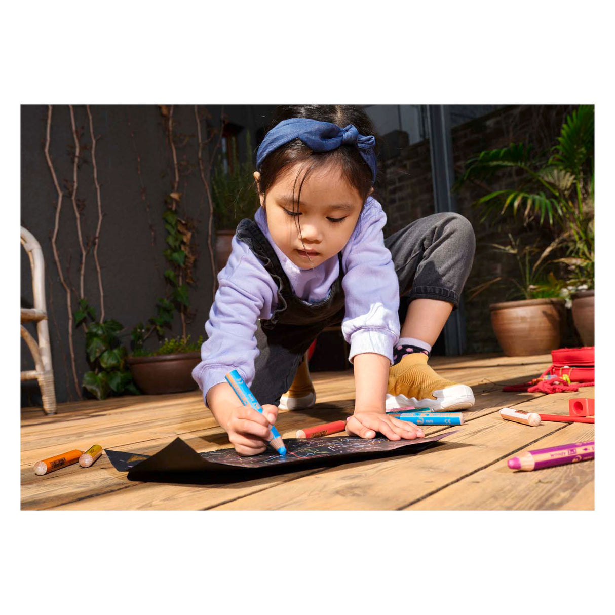 Stabilo woody 3in1 цветни моливи - 6 цвята