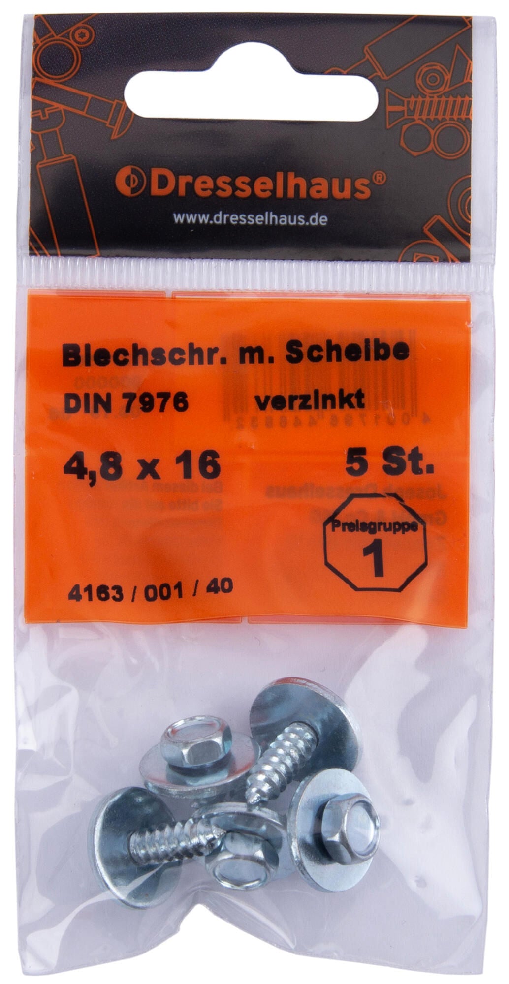 Dresselhaus plaatschroef 4163 sheet-metal screw 6-point dresselh. 4.8 x 16mm